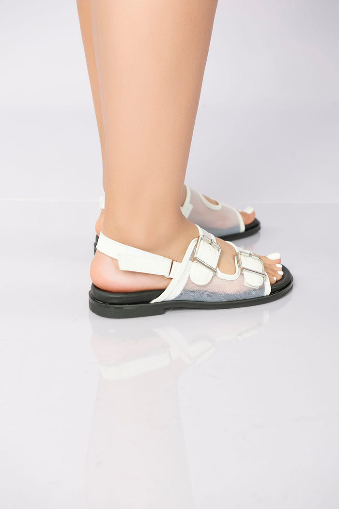 Bree Transparent Mesh Slingback Sandal - White