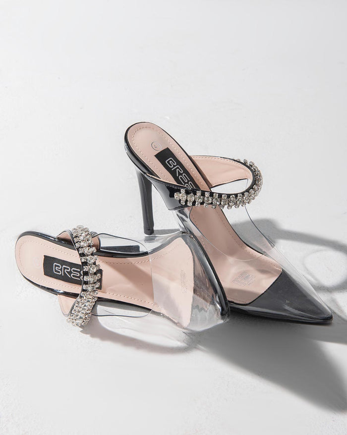 Bree Transparent Mules - Sandals - Black