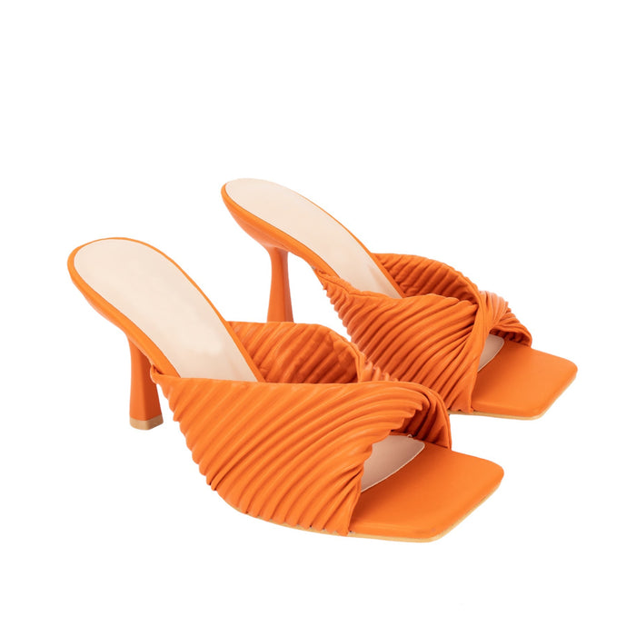 Bree Twist Strap Mules - Orange