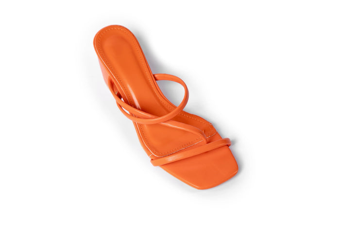 Bree Two Band Chunky Mules - Sandal Heels - Orange