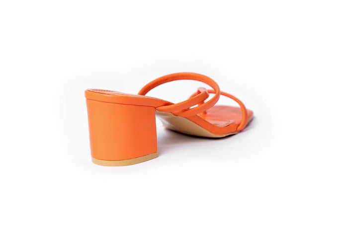 Bree Two Band Chunky Mules - Sandal Heels - Orange