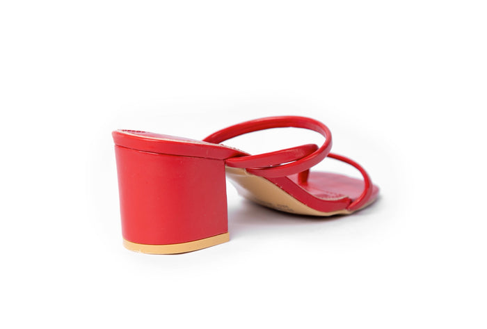 Bree Two Band Chunky Mules - Sandal Heels - Red