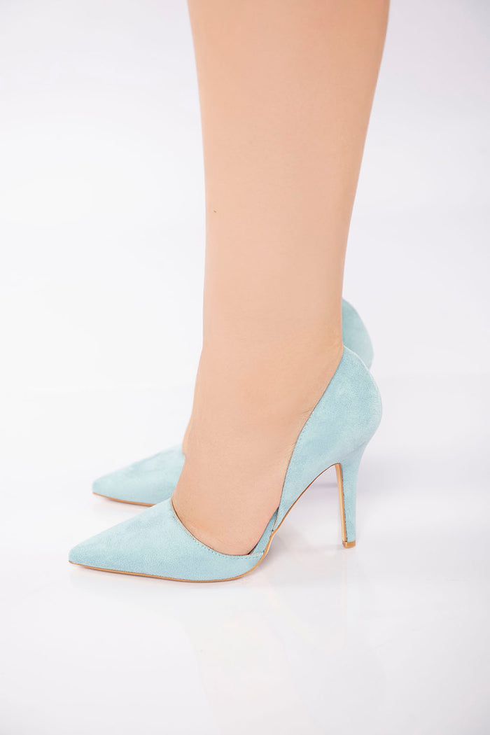 bree Velvet Texture Pointed High Heel - Blue