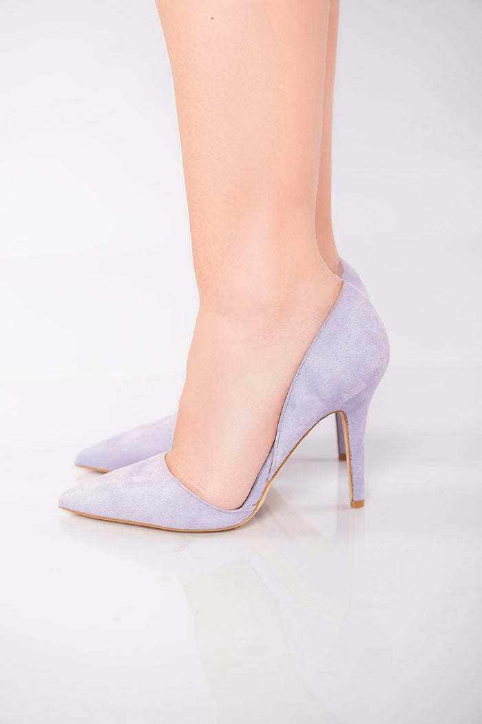 bree Velvet Texture Pointed High Heel - Prurple