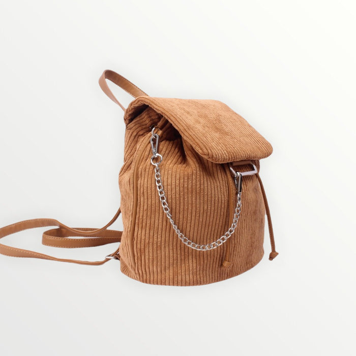 Bree Vintage Corduroy Backpack - Camel
