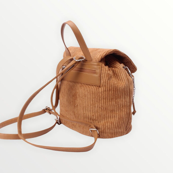 Bree Vintage Corduroy Backpack - Camel