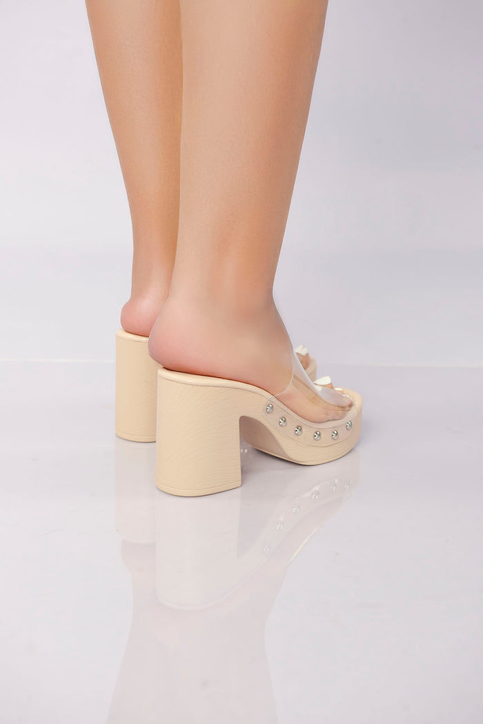 Bree Vivid Vision Block Heel - Beige
