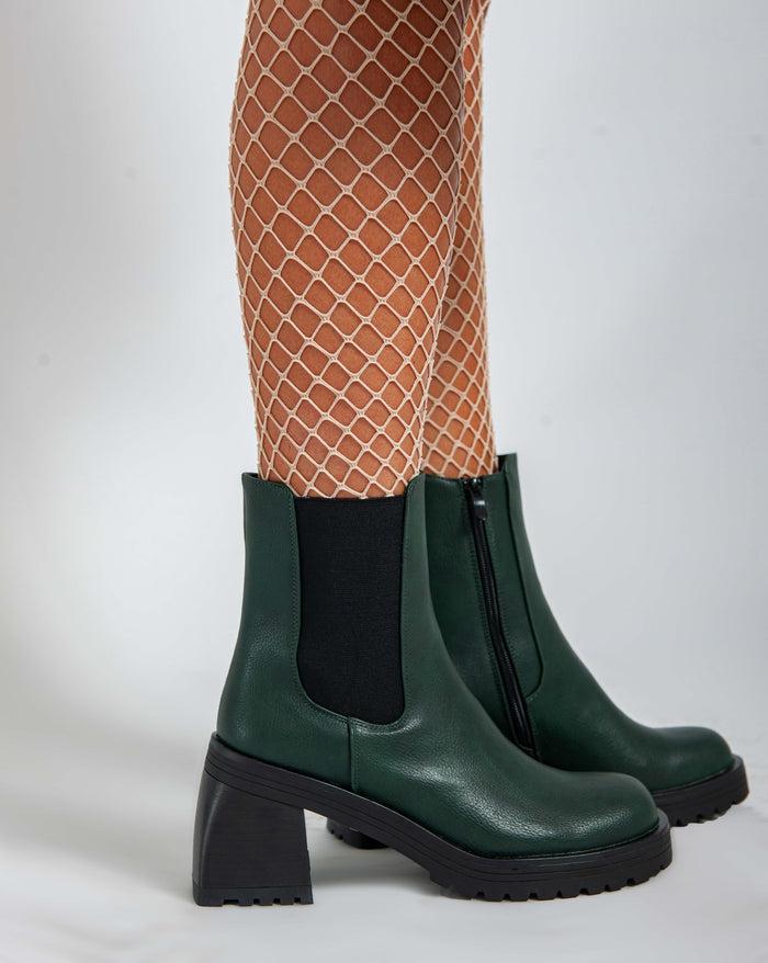 bree Warm Biker Ankle Boots - Green