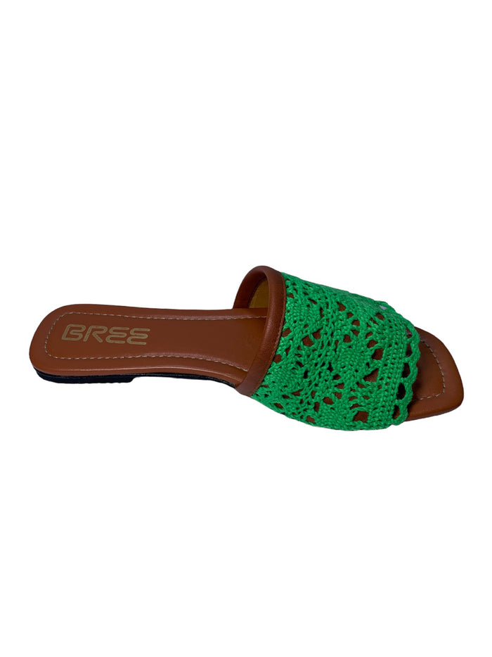Bree Woven Flat Slippers - Green