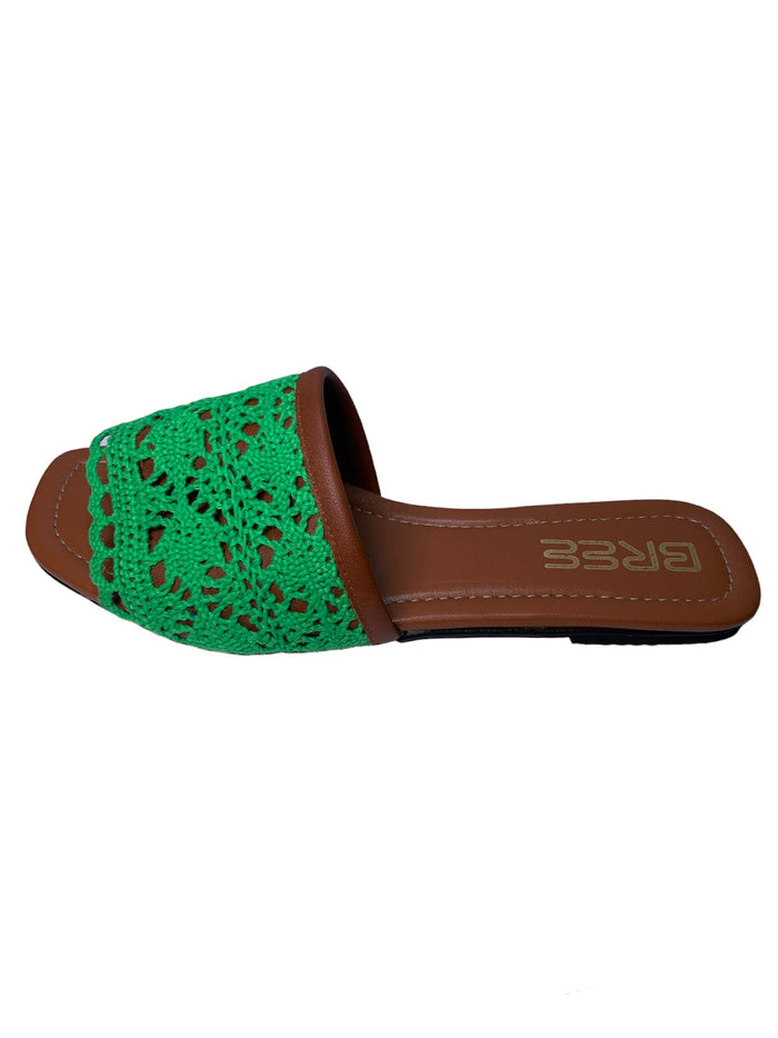 Bree Woven Flat Slippers - Green