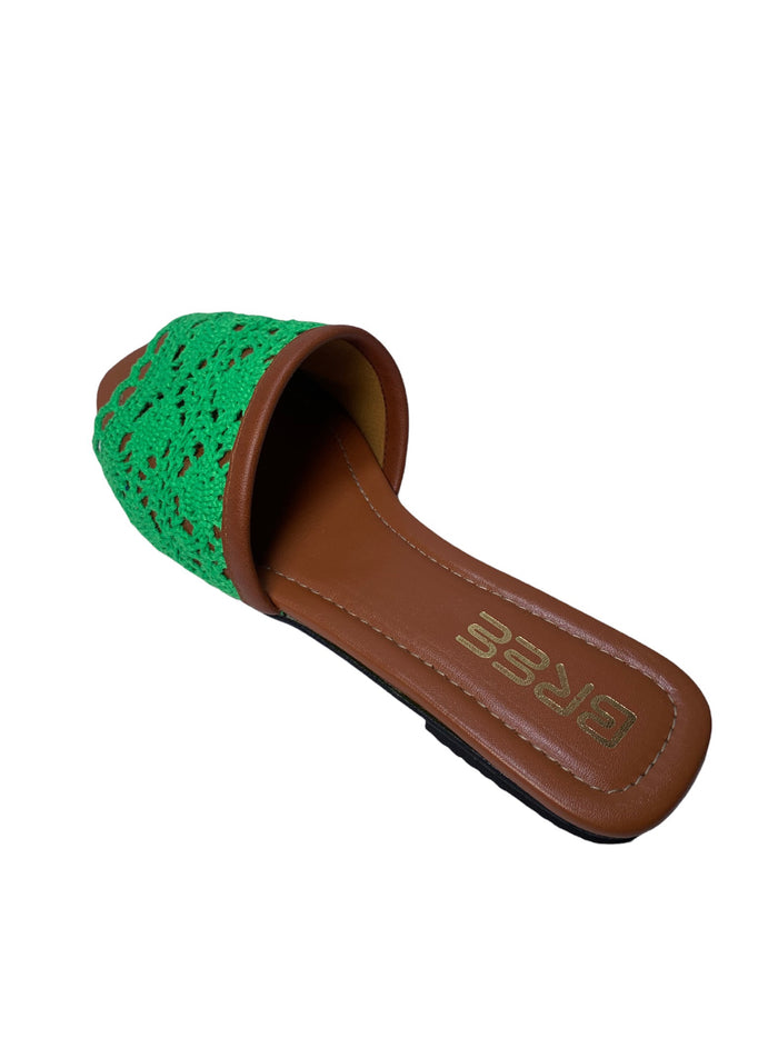 Bree Woven Flat Slippers - Green