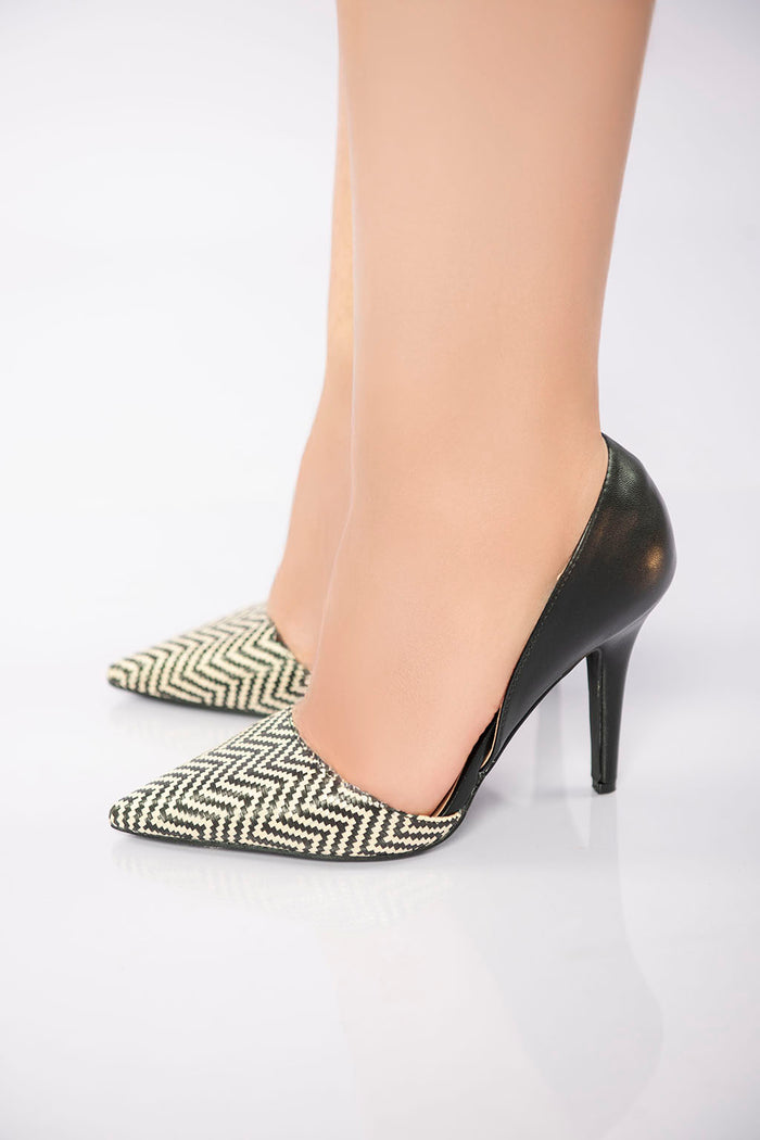 bree Zigzag Texture Classic Heel - Black