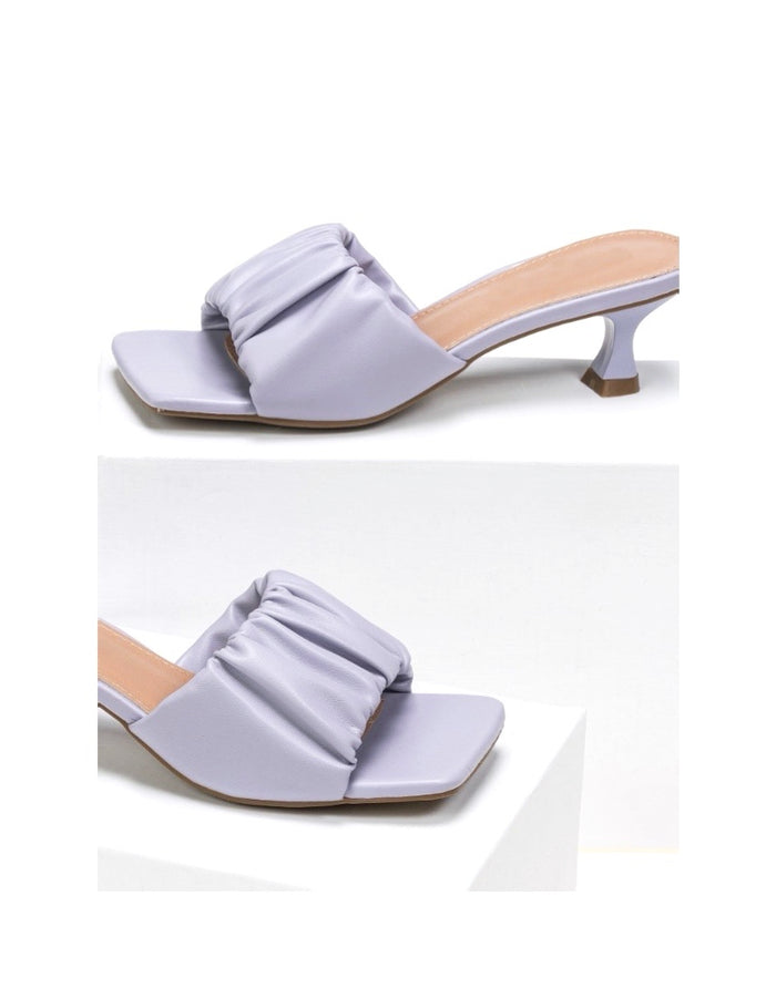 Bree Mules Pedal With Frilled Band - Sandal Heels - Purple