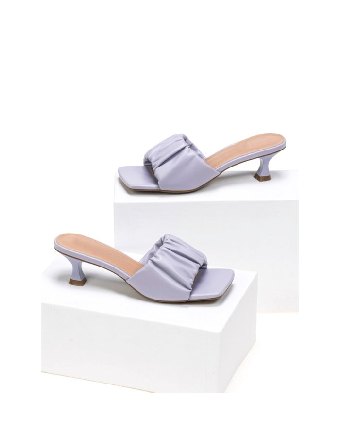 Bree Mules Pedal With Frilled Band - Sandal Heels - Purple