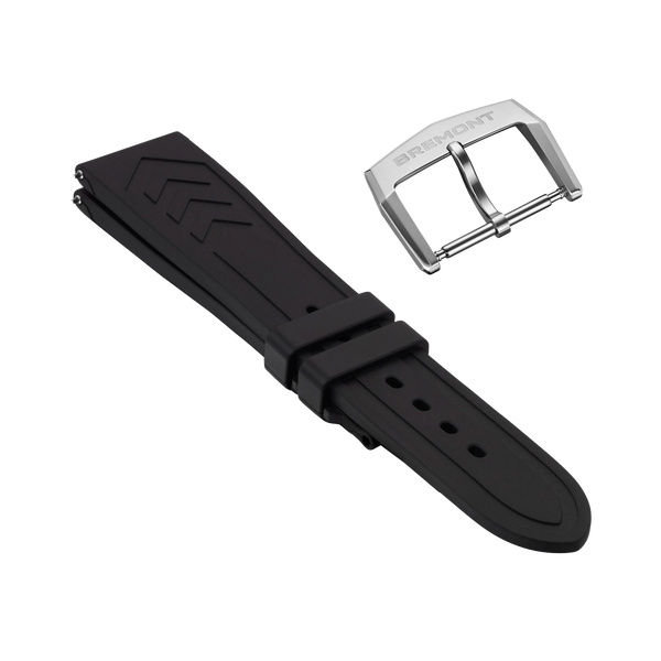 bremont Black Rubber Strap with Steel Buckle