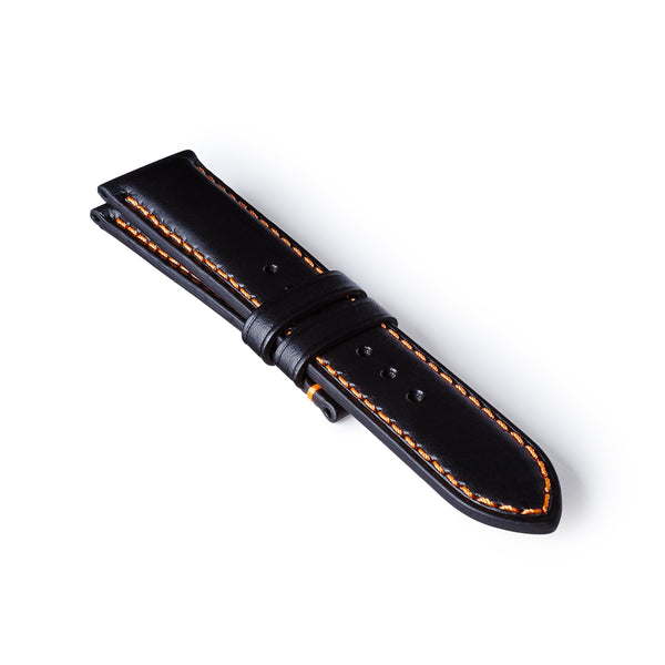 bremont Leather Strap - Black/Orange
