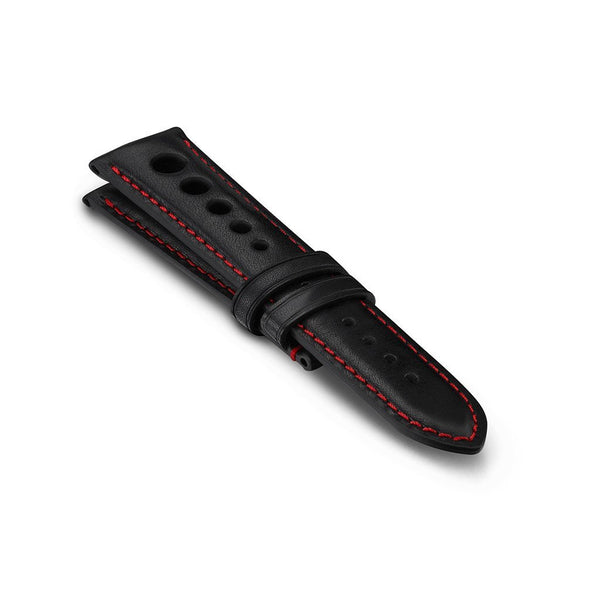 bremont Leather Strap - Black/Red - Norton V4