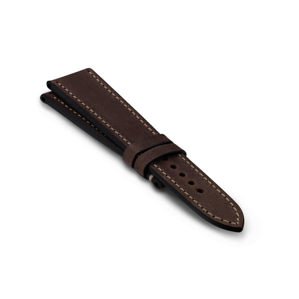 bremont Vintage Leather Strap - Dark Brown - Full Stitch