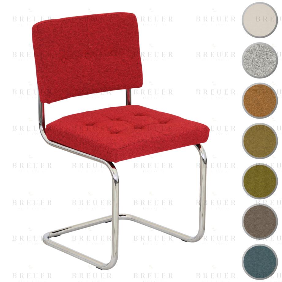 breuer Breuer Chair Company Aurora Cushion Seat & Cushion Back Cantilever Side Chair W/ Chrome Frame (Various Upholstery Covers: Fabrics; Made In Italy)