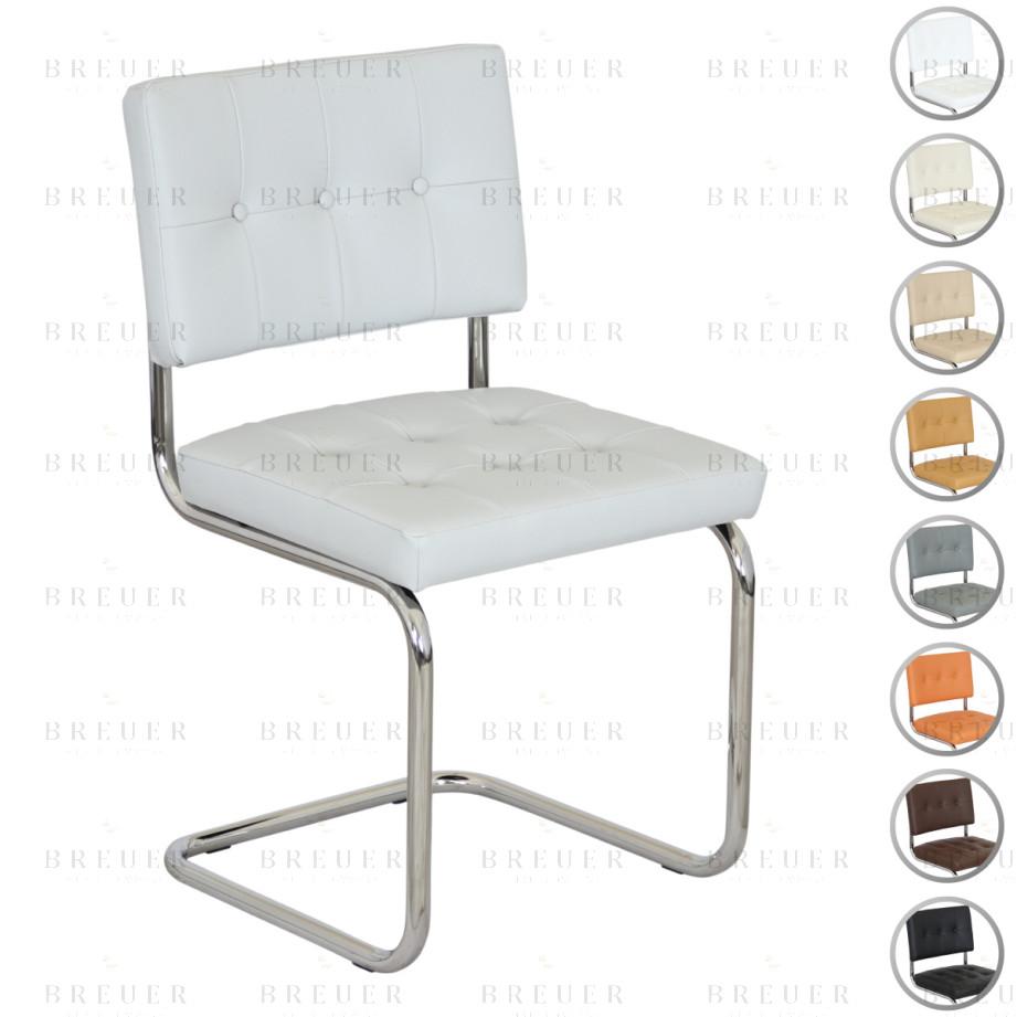 Breuer Breuer Chair Company Aurora Cushion Seat & Cushion Back Cantilever Side Chair W/ Chrome Frame (Various Upholstery Covers: Vinyls; Made In Italy)