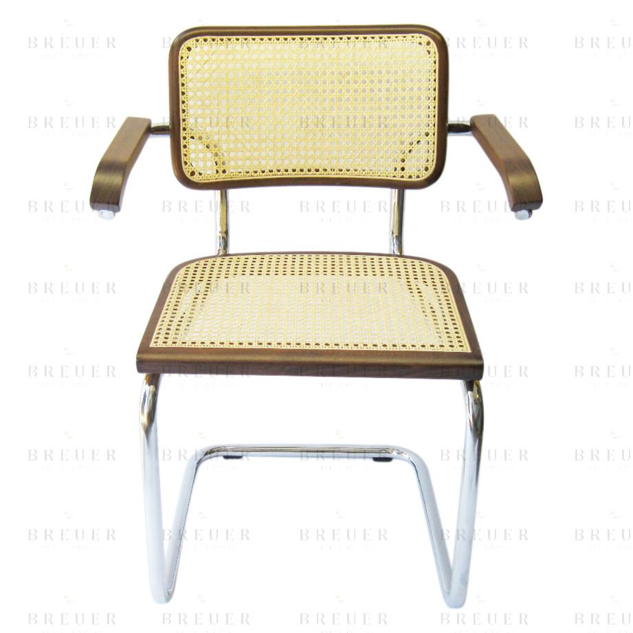 Breuer Breuer Chair Company Cesca Cane Arm Chair Armchair In Chrome And Walnut