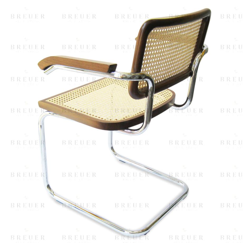 Breuer Breuer Chair Company Cesca Cane Arm Chair Armchair In Chrome And Walnut