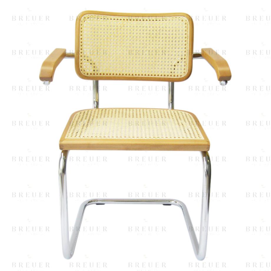 Breuer Breuer Chair Company Cesca Cane Arm Chair Armchair In Chrome And Honey Oak