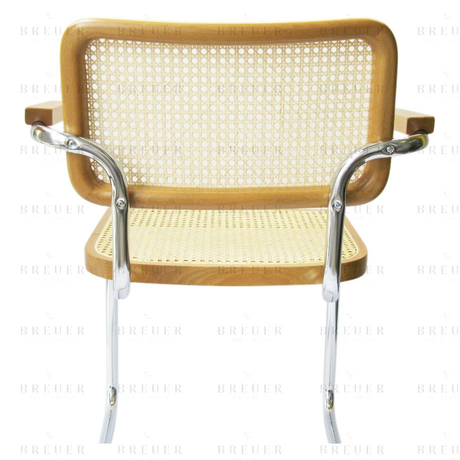 Breuer Breuer Chair Company Cesca Cane Arm Chair Armchair In Chrome And Honey Oak