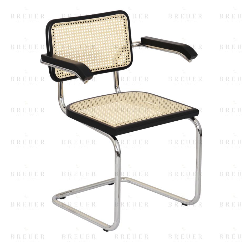 Breuer Breuer Chair Company Cesca Cane Cantilever Armchair Arm Chair W/ Chrome Frame (Various Wood Finishes & Cane Colors; Made In Italy)