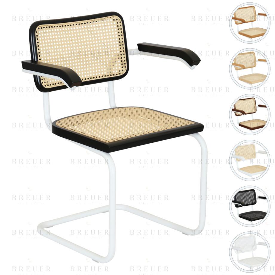 breuer Breuer Chair Company Cesca Cane Cantilever Armchair Arm Chair w/ White Frame (Various Wood Finishes & Cane Colors; Made in Italy) breuer Breuer Chair Company Cesca Cane Cantilever Armchair Arm Chair w/ White Frame (Various Wood Finishes & Cane Colors; Made in Italy)