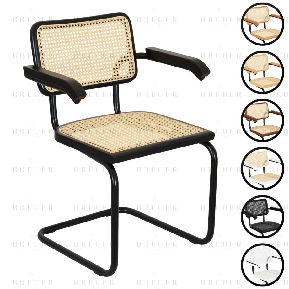 breuer Breuer Chair Company Cesca Cane Cantilever Armchair Arm Chair w/ Black Frame (Various Wood Finishes & Cane Colors; Made in Italy) breuer Breuer Chair Company Cesca Cane Cantilever Armchair Arm Chair w/ Black Frame (Various Wood Finishes & Cane Colors; Made in Italy)
