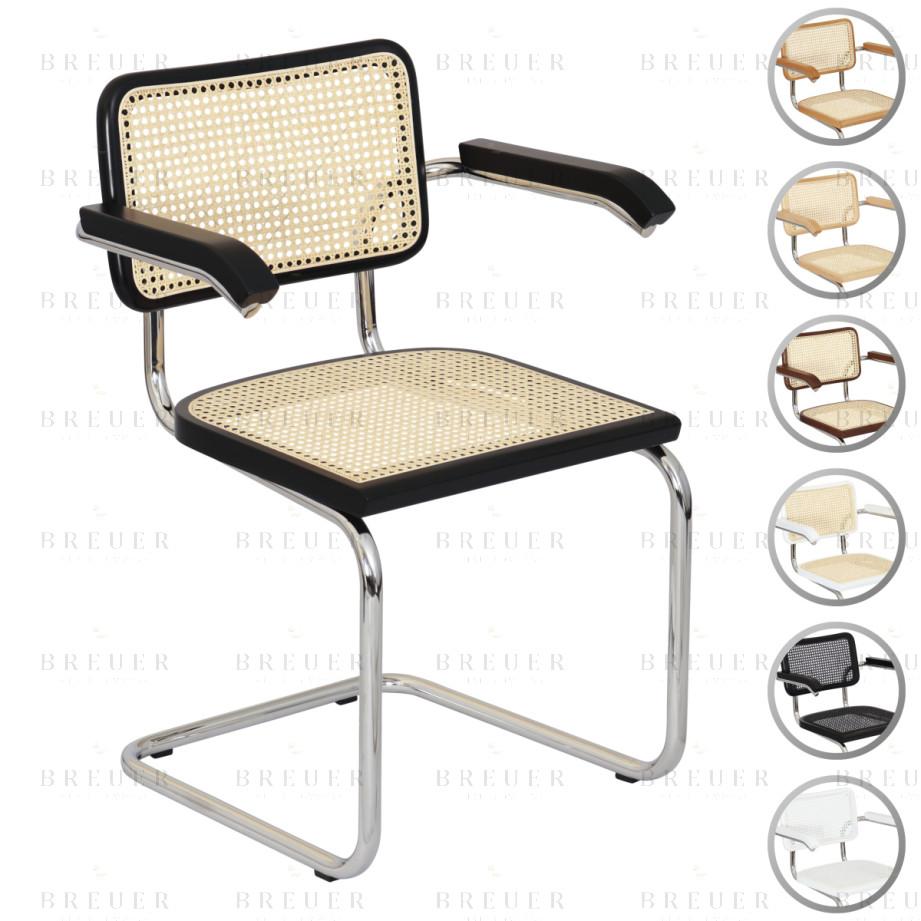 breuer Breuer Chair Company Cesca Cane Cantilever Armchair Arm Chair w/ Chrome Frame (Various Wood Finishes & Cane Colors; Made in Italy) breuer Breuer Chair Company Cesca Cane Cantilever Armchair Arm Chair w/ Chrome Frame (Various Wood Finishes & Cane Colors; Made in Italy)