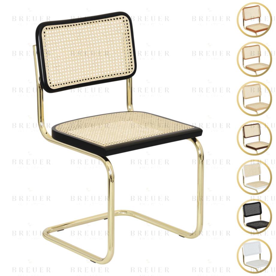breuer Breuer Chair Company Cesca Cane Cantilever Side Chair w/ Brass Frame (Various Wood Finishes & Cane Colors; Made in Italy) breuer Breuer Chair Company Cesca Cane Cantilever Side Chair w/ Brass Frame (Various Wood Finishes & Cane Colors; Made in Italy)