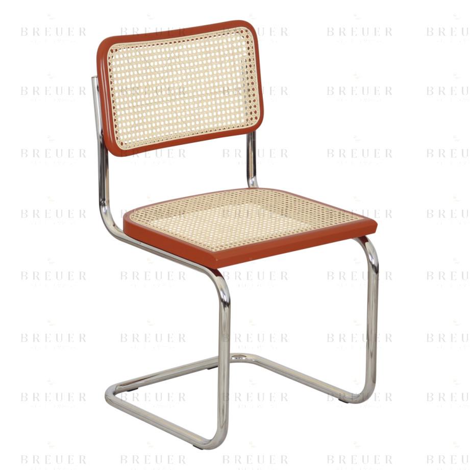 Breuer Breuer Chair Company Cesca Cane Cantilever Side Chair W/ Chrome Frame & Natural Cane (Various RAL Wood Finishes; Made In Italy)