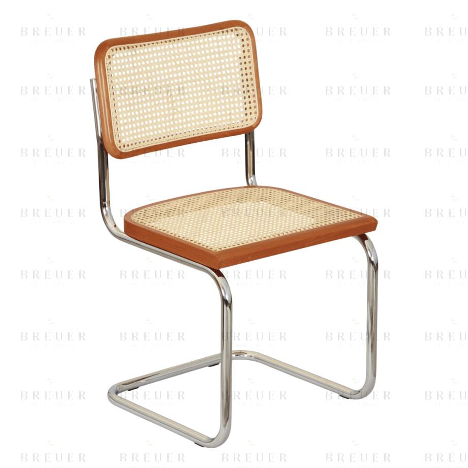 Breuer Breuer Chair Company Cesca Cane Cantilever Side Chair W/ Chrome Frame (Various Wood Finishes & Cane Colors; Made In Italy)