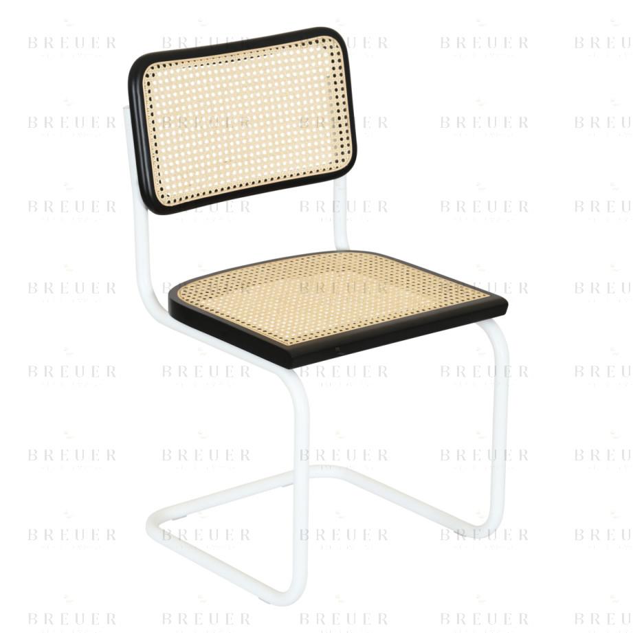 Breuer Breuer Chair Company Cesca Cane Cantilever Side Chair W/ White Frame (Various Wood Finishes & Cane Colors; Made In Italy)