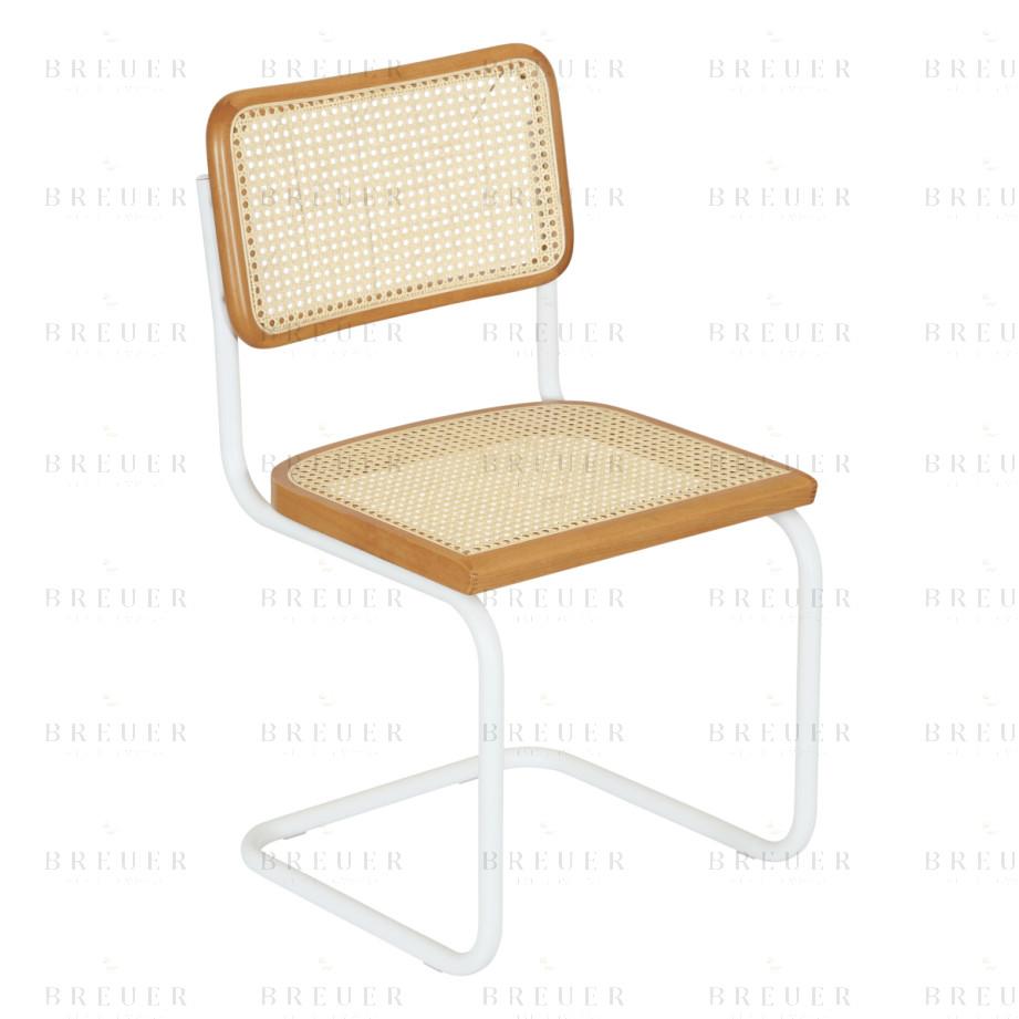 Breuer Breuer Chair Company Cesca Cane Cantilever Side Chair W/ White Frame (Various Wood Finishes & Cane Colors; Made In Italy)