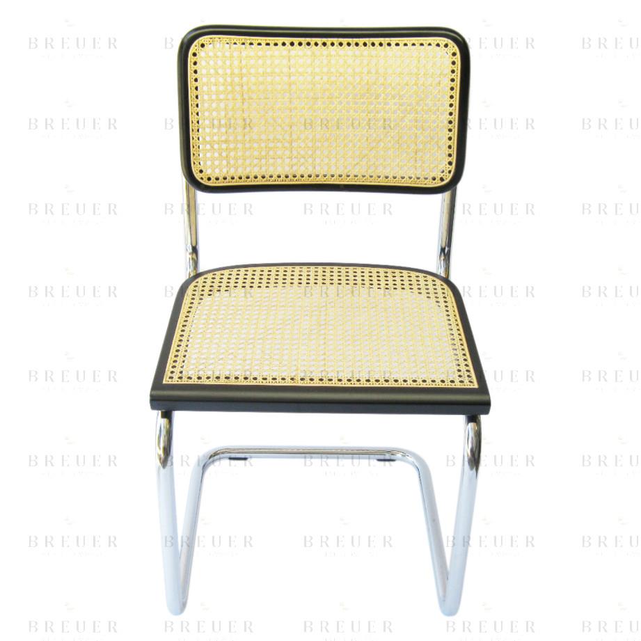 Breuer Breuer Chair Company Cesca Cane Side Chair In Chrome And Black