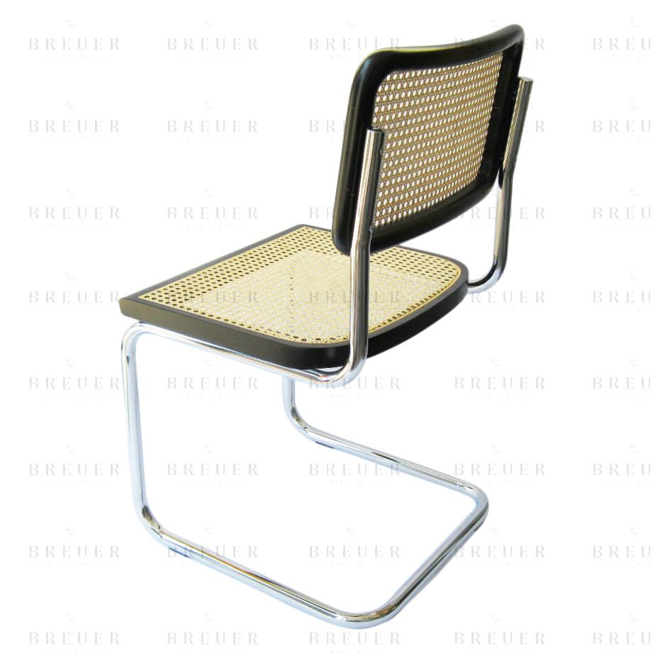 Breuer Breuer Chair Company Cesca Cane Side Chair In Chrome And Black