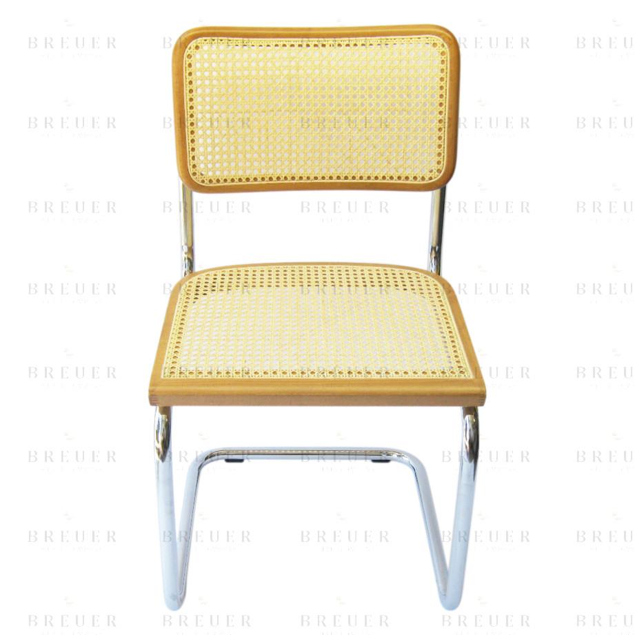 Breuer Breuer Chair Company Cesca Cane Side Chair In Chrome And Honey Oak
