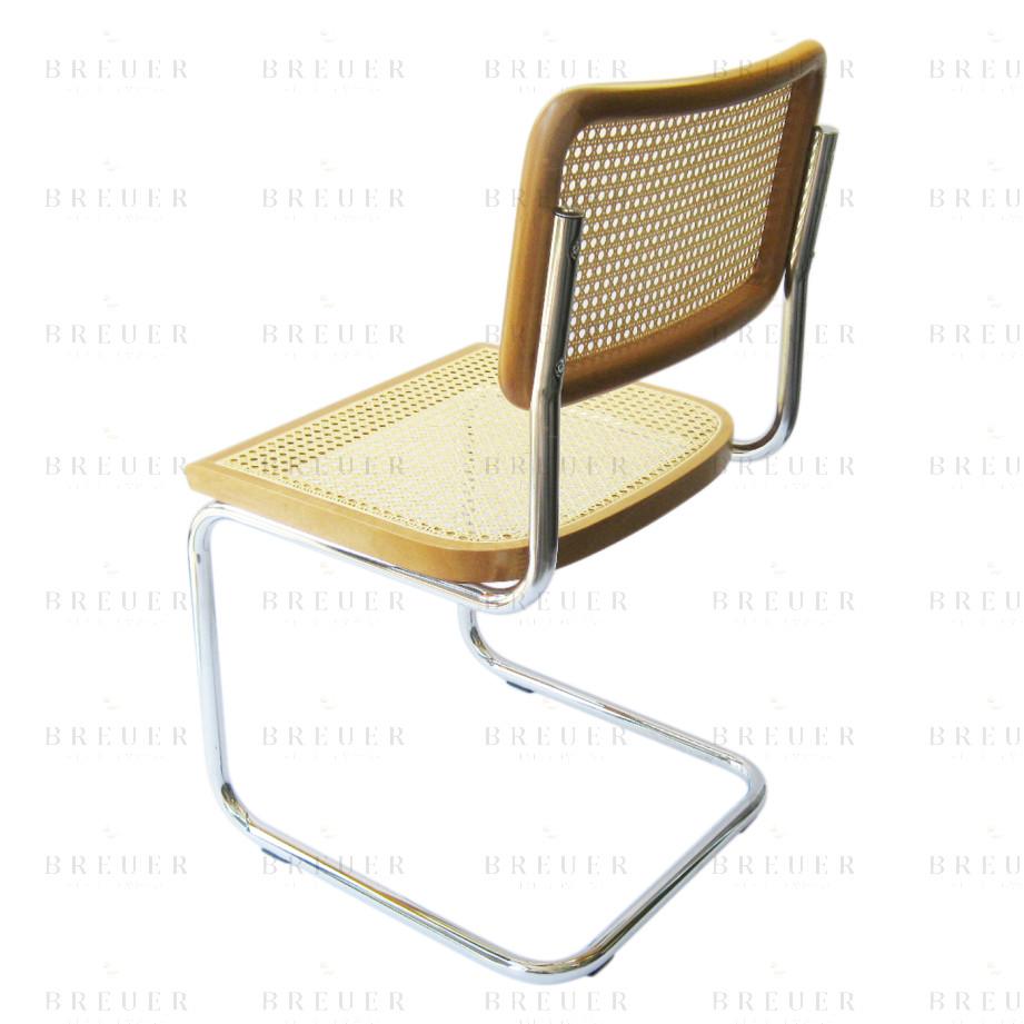 Breuer Breuer Chair Company Cesca Cane Side Chair In Chrome And Honey Oak
