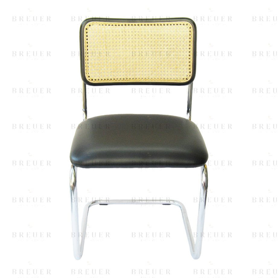 Breuer Breuer Chair Company Cesca Chair In Chrome With Black Cushion Seat And Cane Back In Black