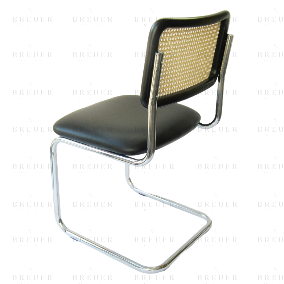 Breuer Breuer Chair Company Cesca Chair In Chrome With Black Cushion Seat And Cane Back In Black