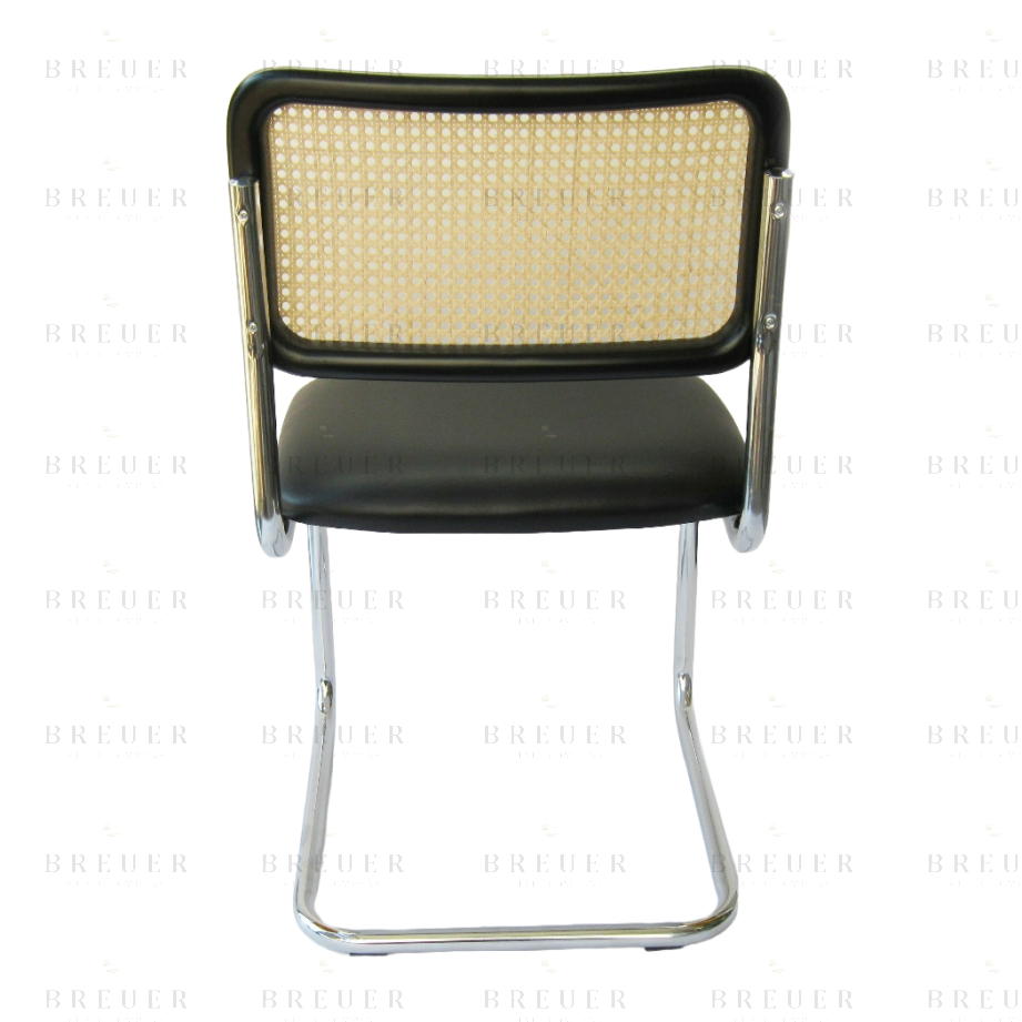 Breuer Breuer Chair Company Cesca Chair In Chrome With Black Cushion Seat And Cane Back In Black