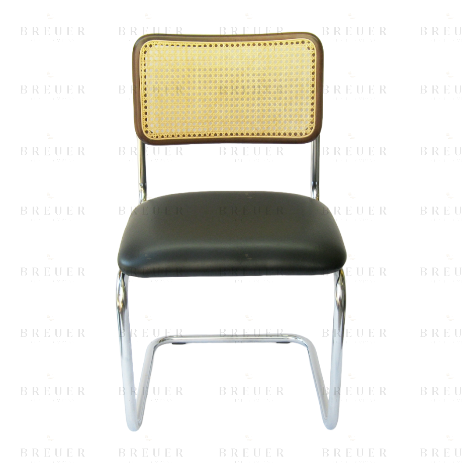 Breuer Breuer Chair Company Cesca Chair In Chrome With Black Cushion Seat And Cane Back In Walnut