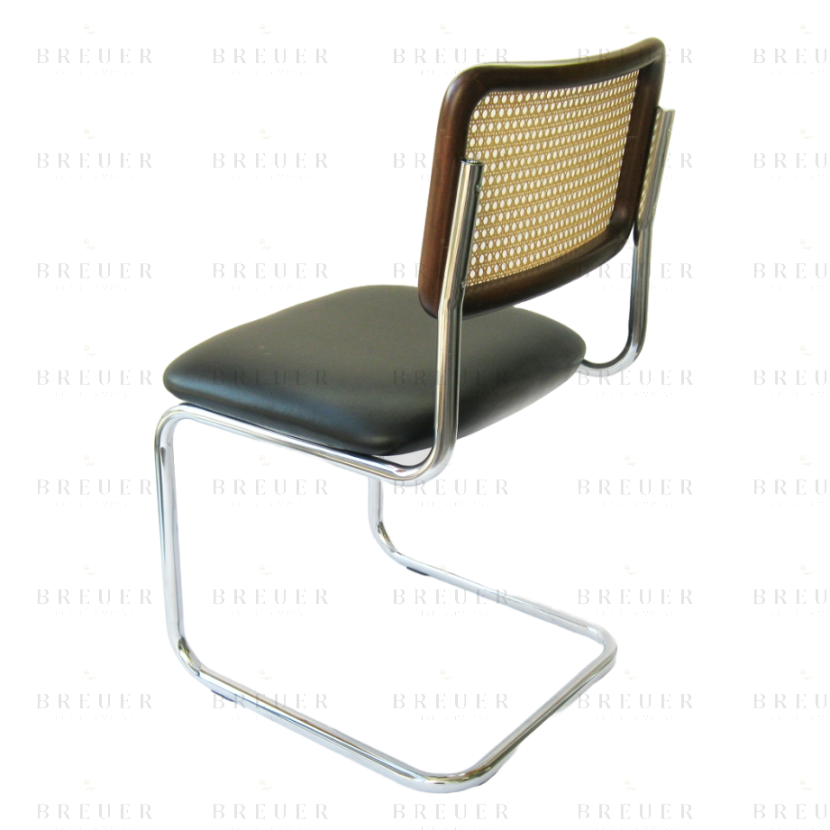 Breuer Breuer Chair Company Cesca Chair In Chrome With Black Cushion Seat And Cane Back In Walnut