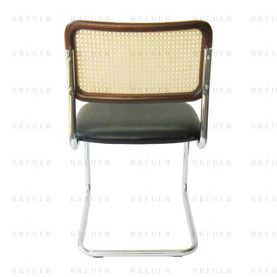 Breuer Breuer Chair Company Cesca Chair In Chrome With Black Cushion Seat And Cane Back In Walnut