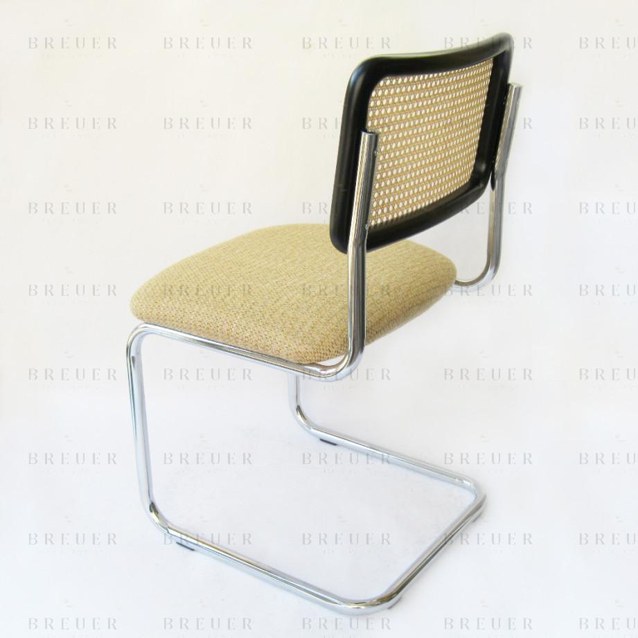 Breuer Breuer Chair Company Cesca Chair In Chrome With Tweed Cushion Seat And Cane Back In Black