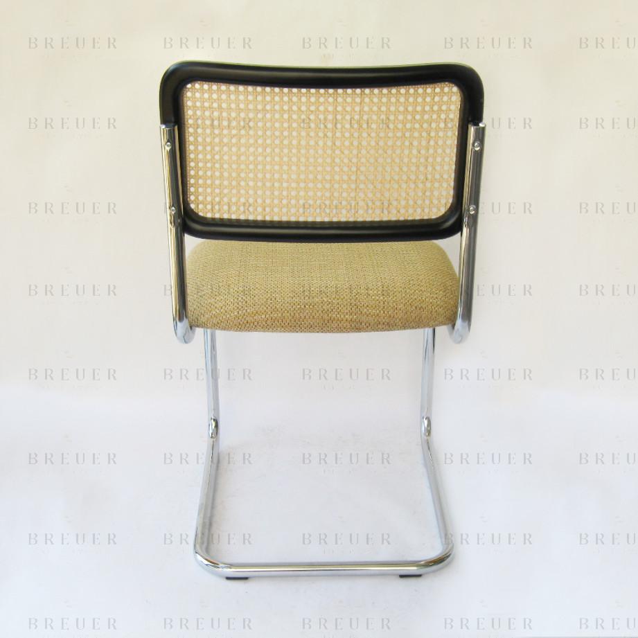 Breuer Breuer Chair Company Cesca Chair In Chrome With Tweed Cushion Seat And Cane Back In Black