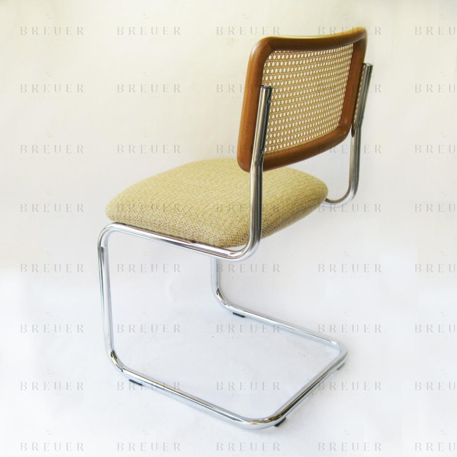 Breuer Breuer Chair Company Cesca Chair In Chrome With Tweed Cushion Seat And Cane Back In Honey